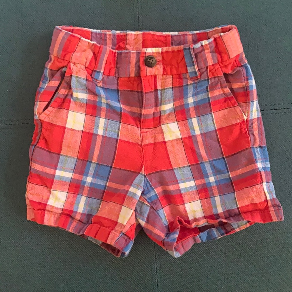 Janie and Jack red plaid shorts